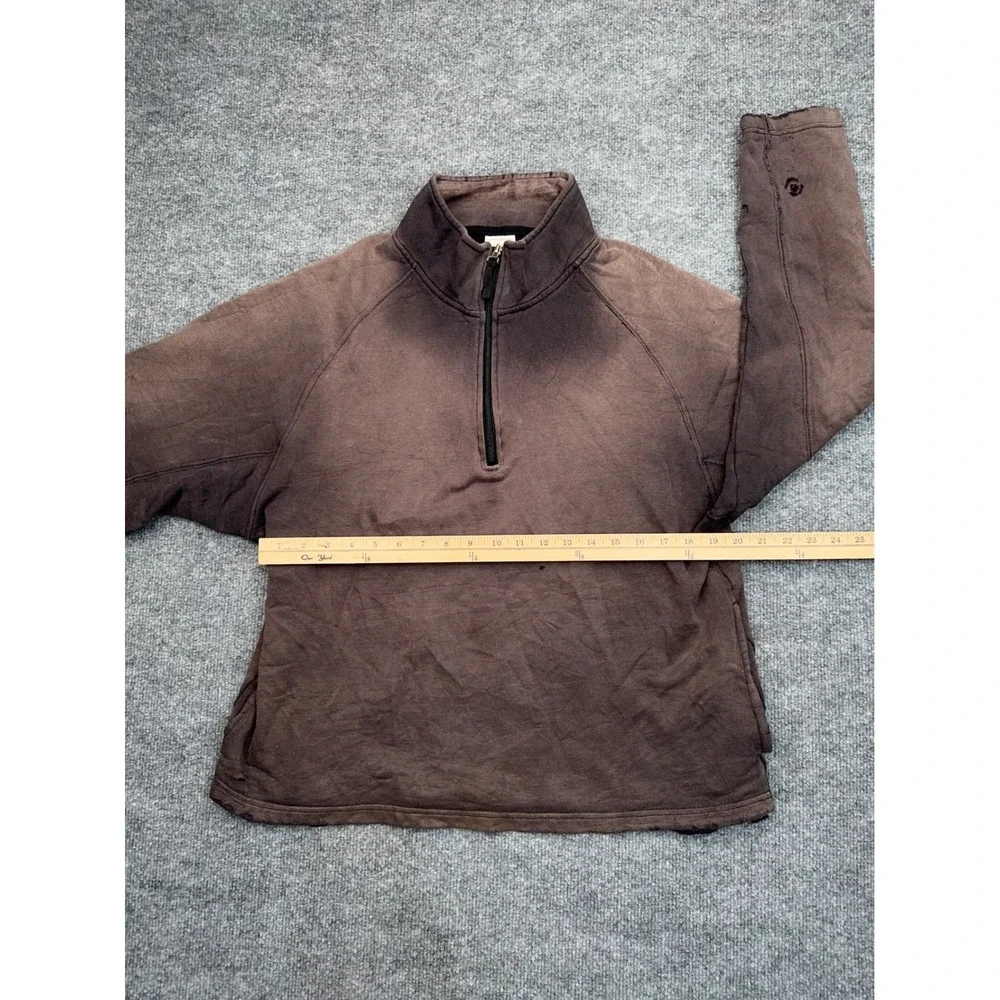 Foot Locker Vintage Quarter Zip Sweatshirt Men Medium Brown Sun Faded Distressed